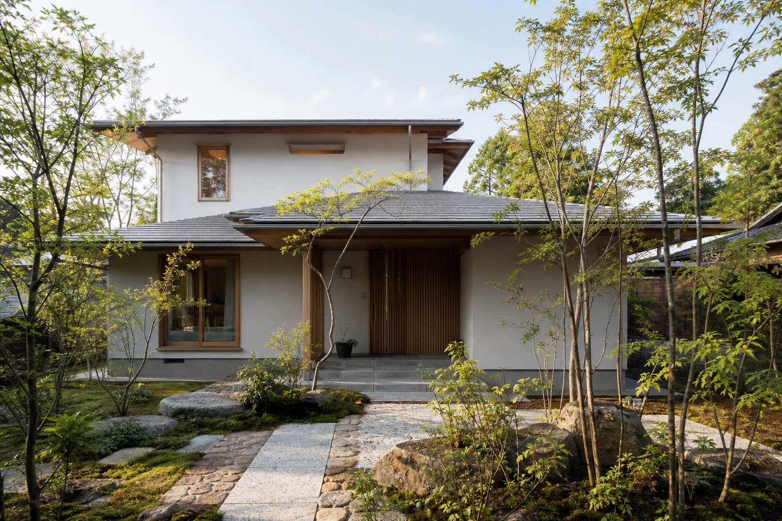 緑に囲まれたコンパクト住宅のイメージ